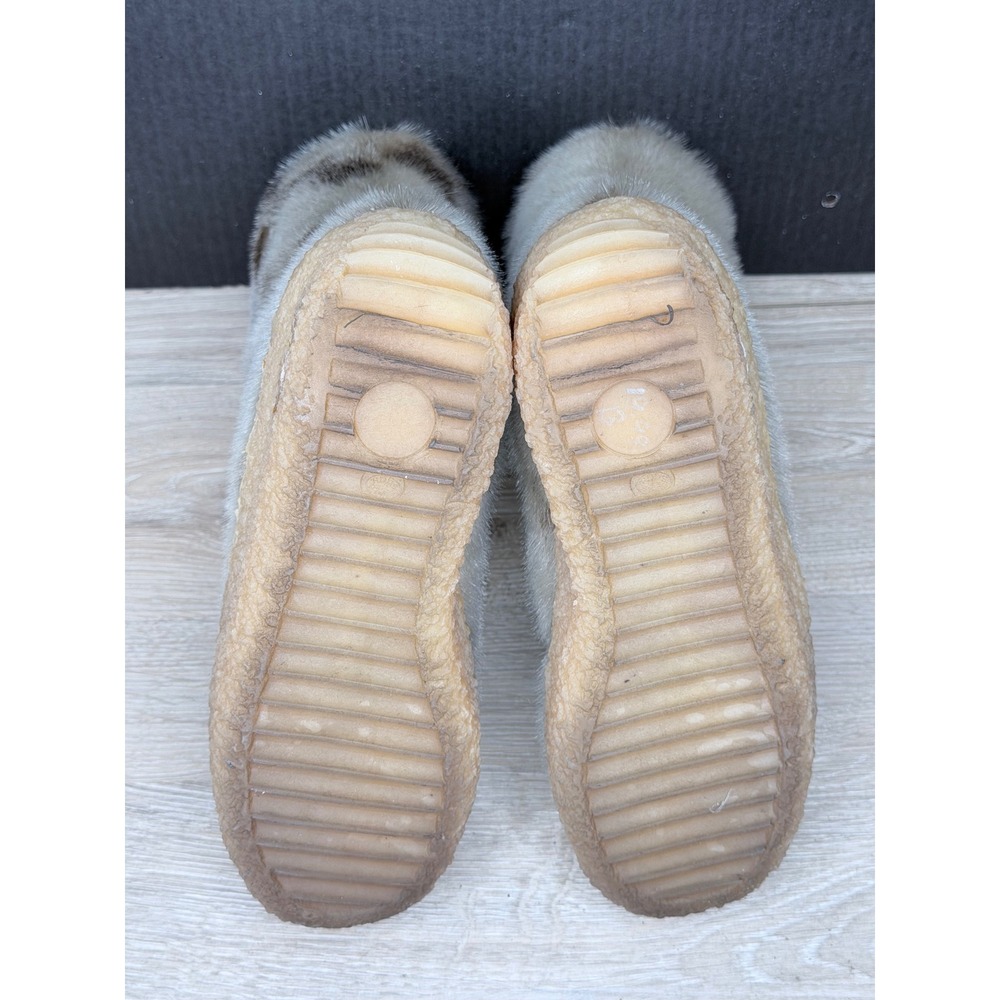 Salamander Vintage West Germany Fur Shearling Lined Winter Boots Spotted Tan 4 F - Picture 7 of 7